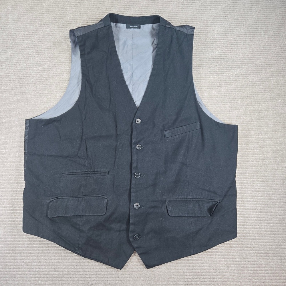J. Ferrar Mens XL Black Adjustable Back Formal Suit Vest‎